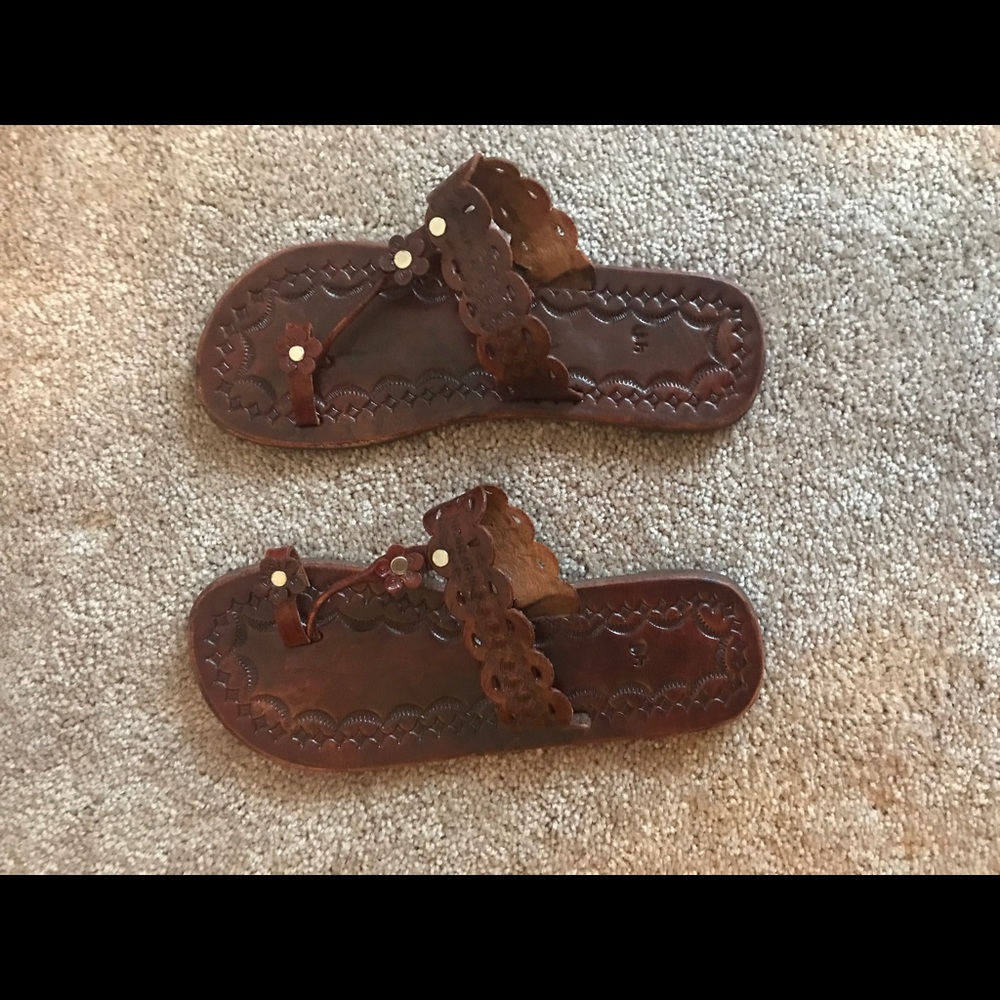 Floral imprinted sandals